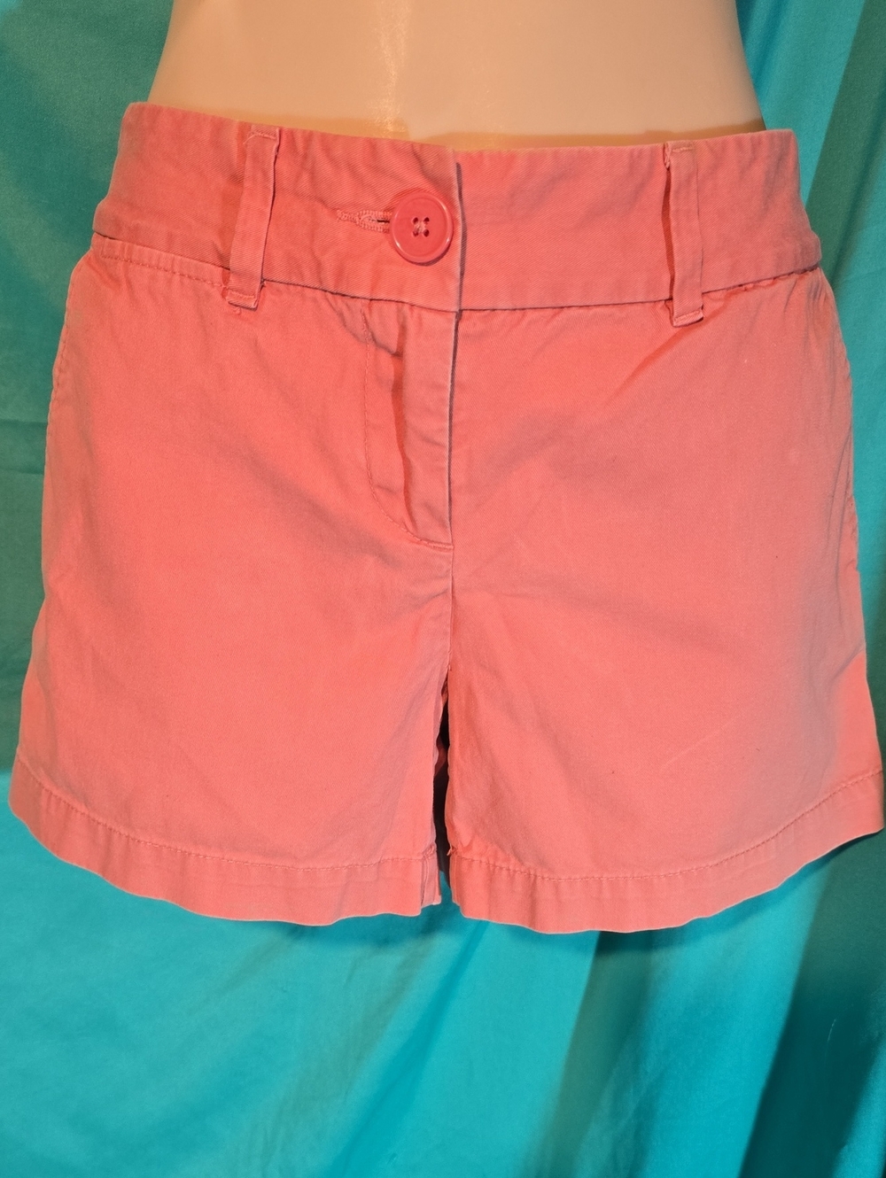 LOFT Coral Pink Cotton Twill Chino Shorts Flat Front